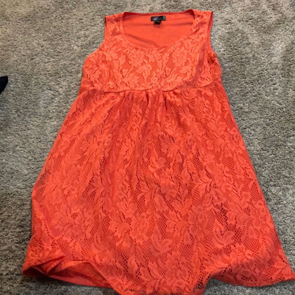 Coral maternity lace dress